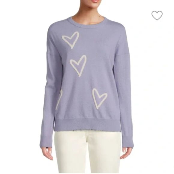 ZADIG & VOLTAIRE Wool & Cashmere Gaby Hearts Sweater Lavender Small - Picture 1 of 8